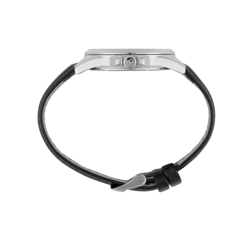 Relógio Masculino Prata Couro Sintético Fivela Prata 6