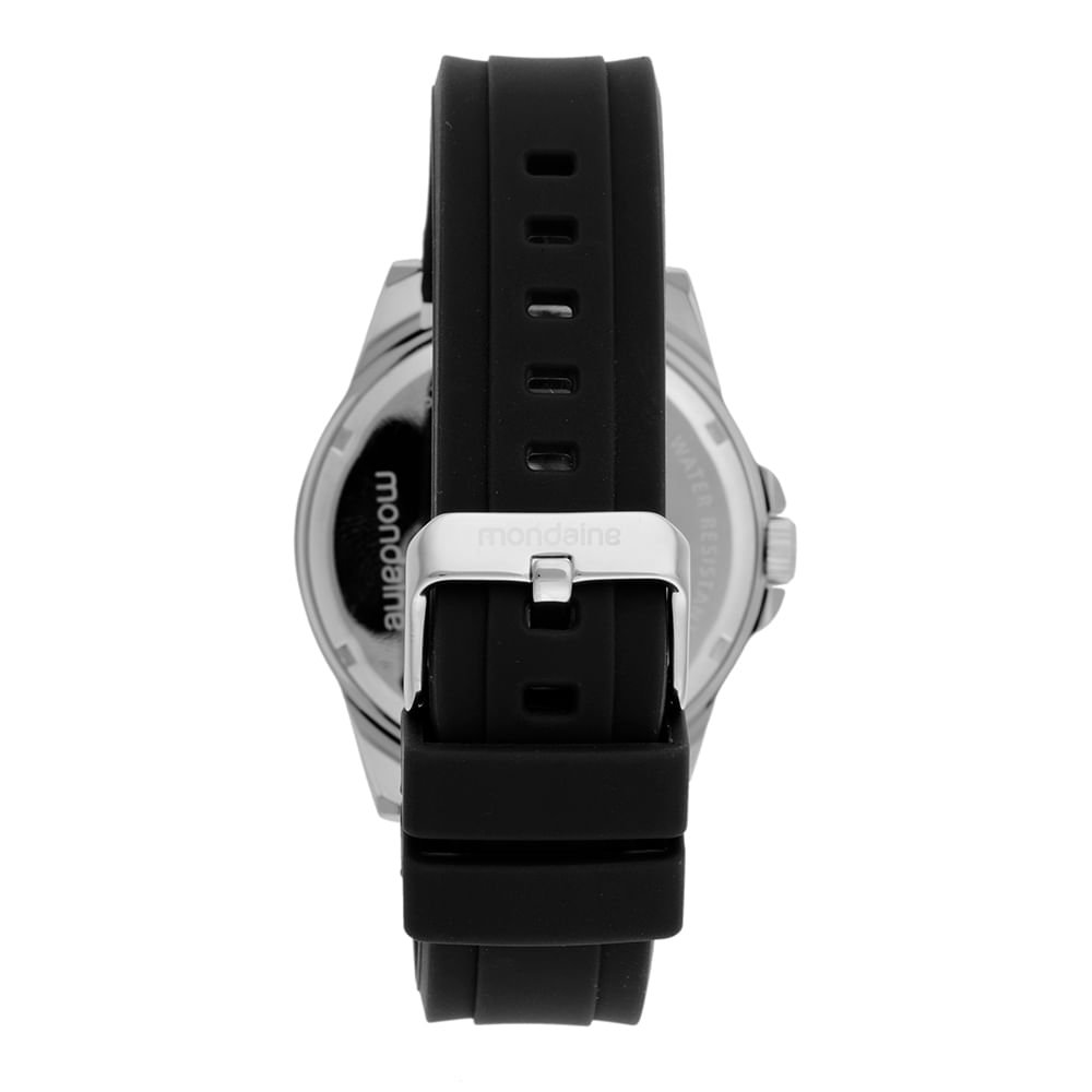 Relógio Masculino Preto Silicone Fivela Prata 3