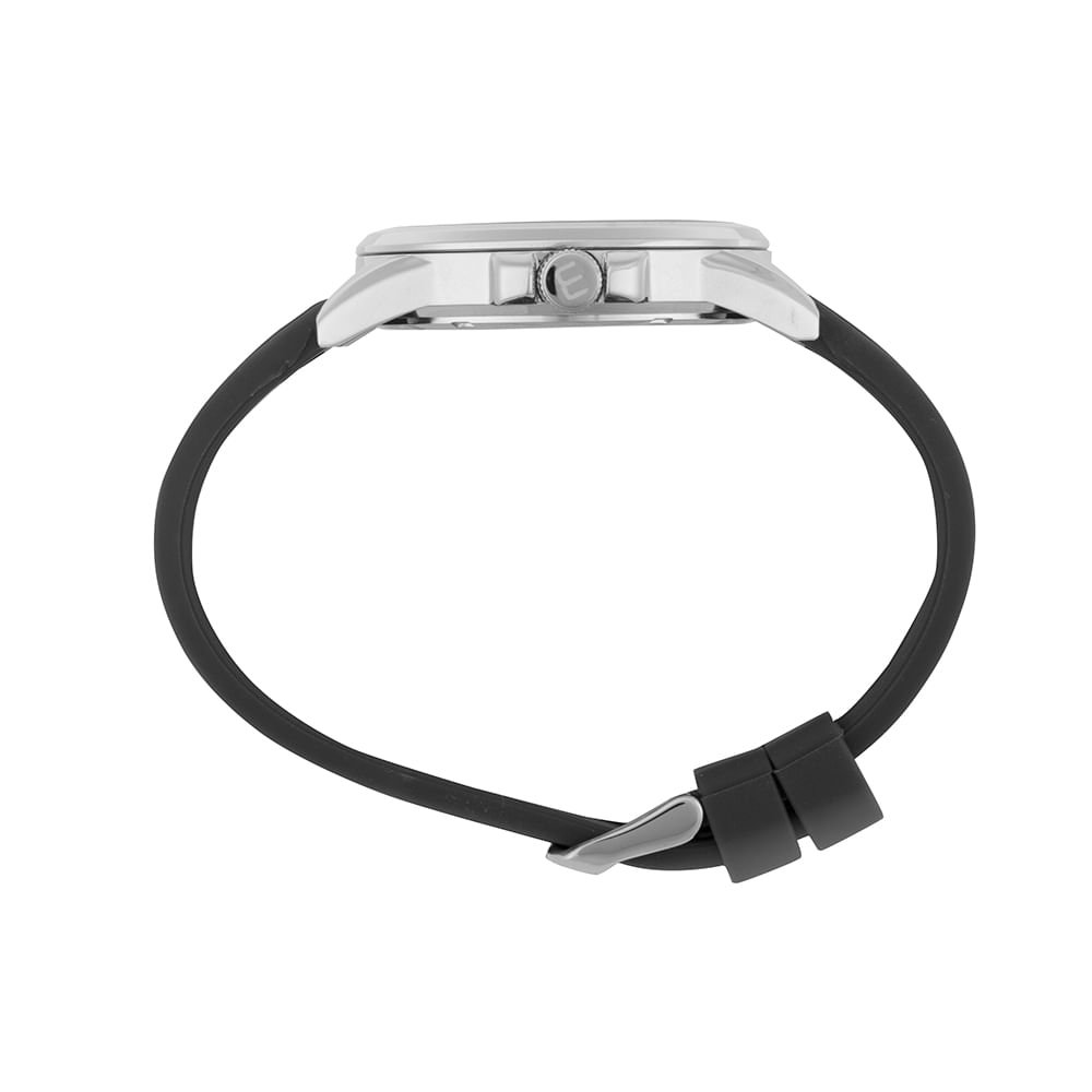 Relógio Masculino Preto Silicone Fivela Prata 6