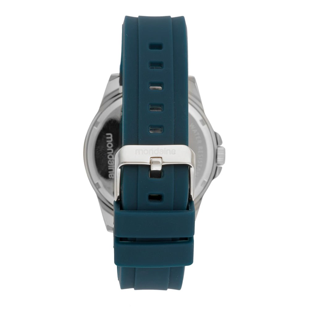 Relógio Masculino Azul Silicone Fivela Prata 3