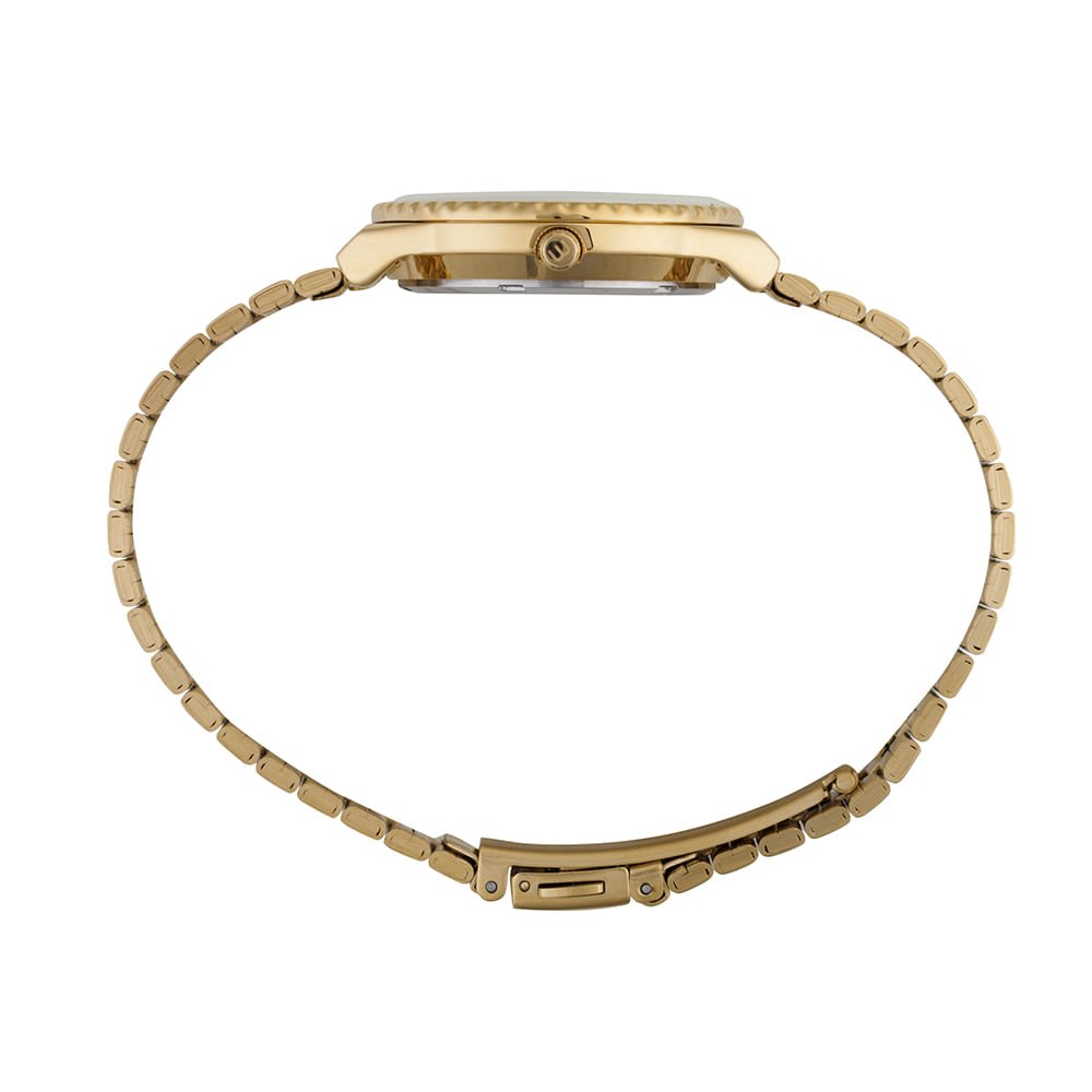 Relógio Feminino Caixa Media Catraca em Ceramica Dourado Dourado 3