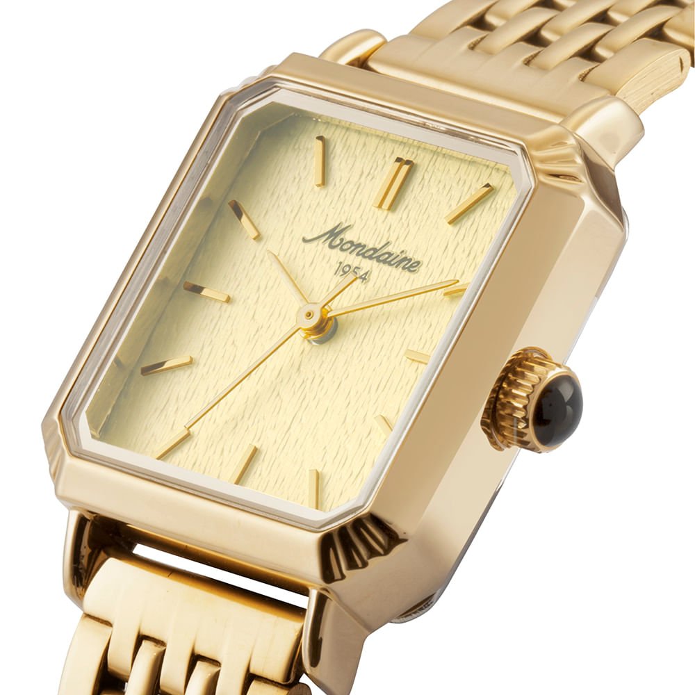 Relógio Feminino Quadrado Dourado Aço Troca de Pulseira Dourado 2