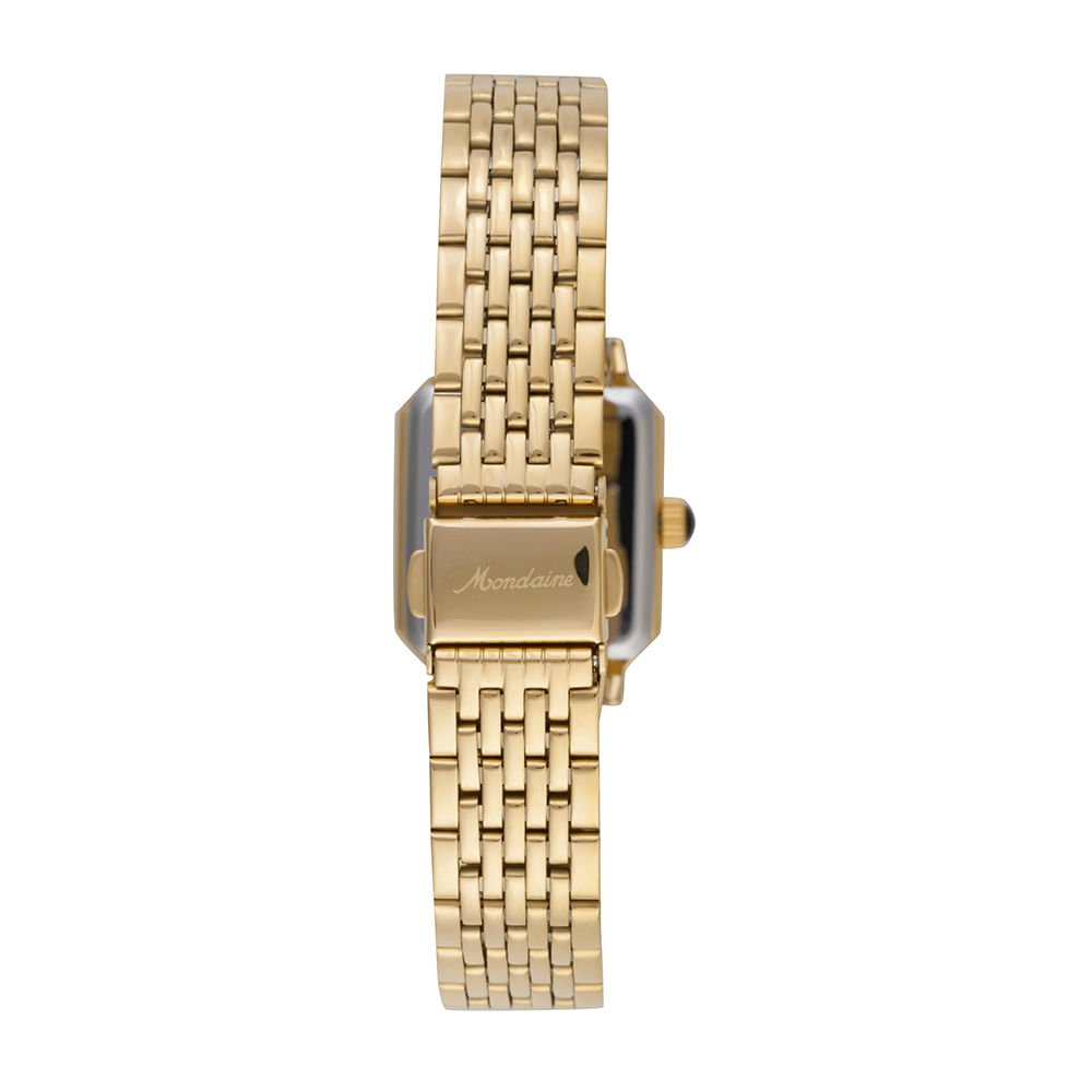 Relógio Feminino Quadrado Dourado Aço Troca de Pulseira Dourado 4