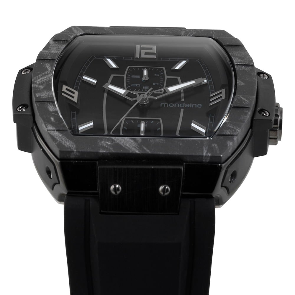 Relógio Masculino Multifunção Silicone Preto Preto 4