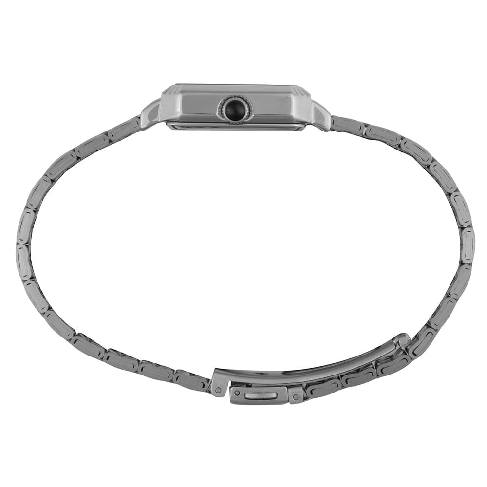 Relógio Feminino Quadrado Prata Aço Troca de Pulseira Prata 3