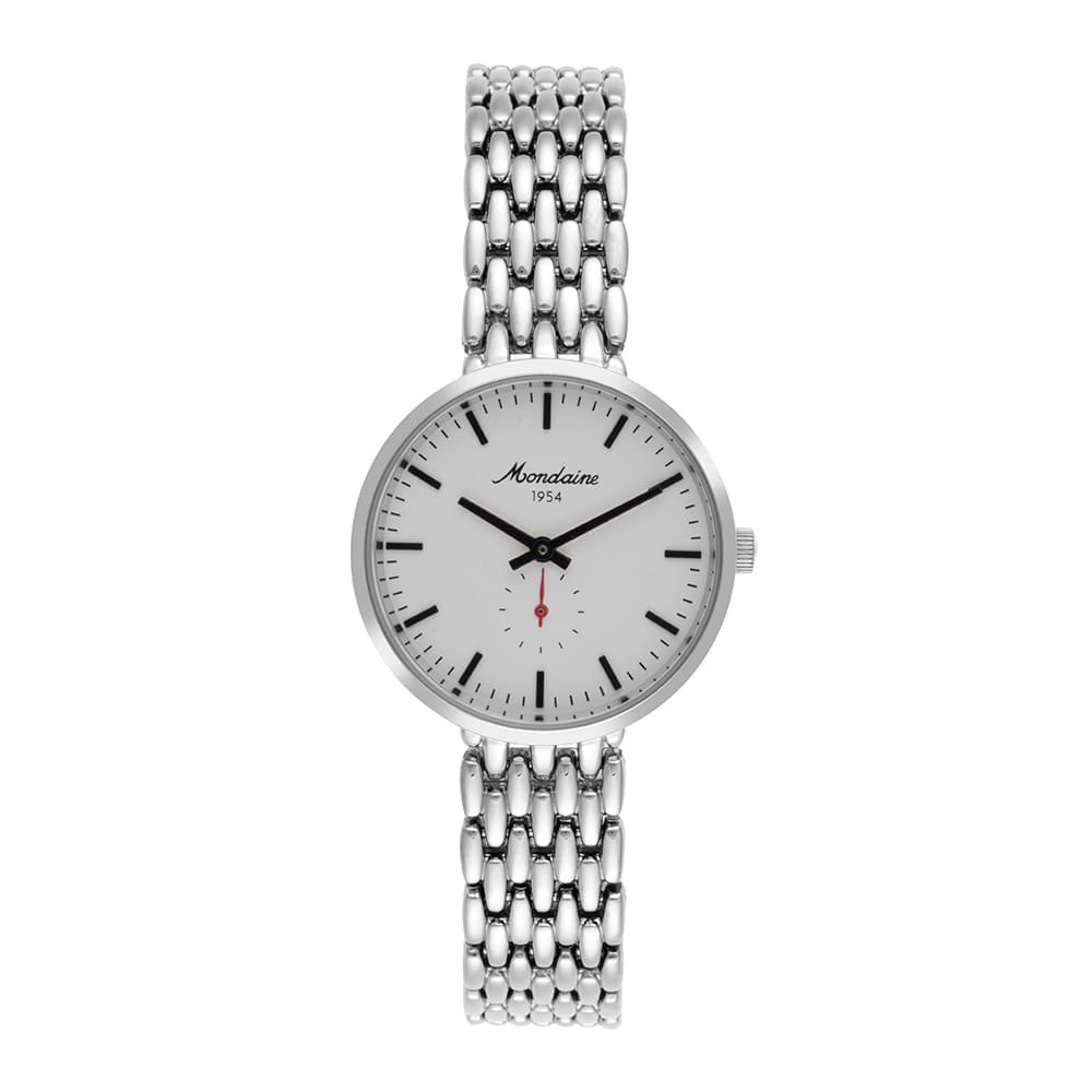 Relógio Feminino Prata Mostrador Branco Index Completo