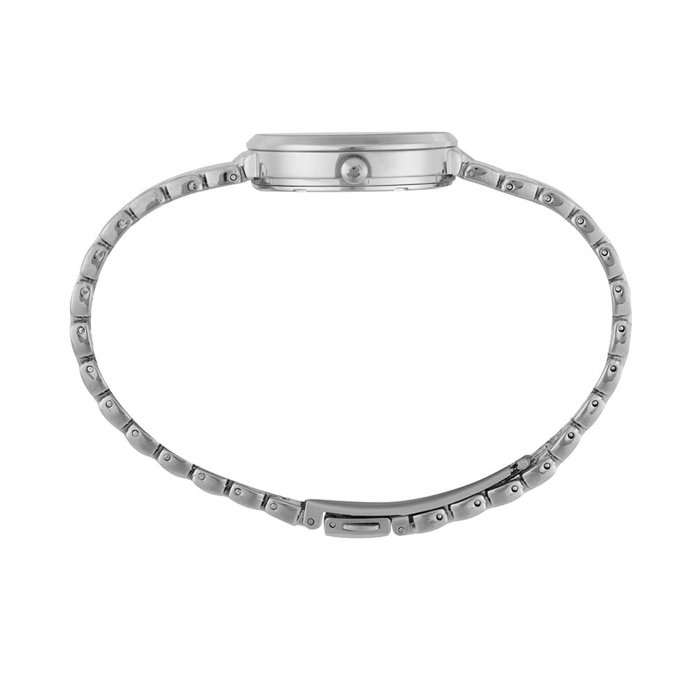 Relógio Feminino Prata Mostrador Branco Index Completo Prata 3