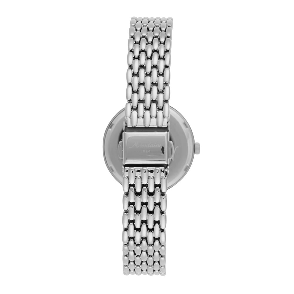 Relógio Feminino Prata Mostrador Branco Index Completo Prata 4