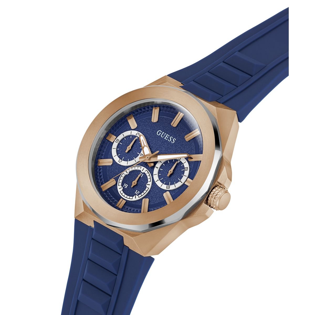 Relógio Guess Masculino Multifunção Esportivo Rosé e Azul Dourado 6
