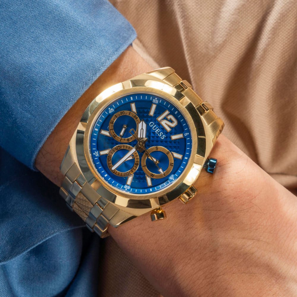 Relógio Guess Masculino Multifunção Esportivo Dourado Dourado 3