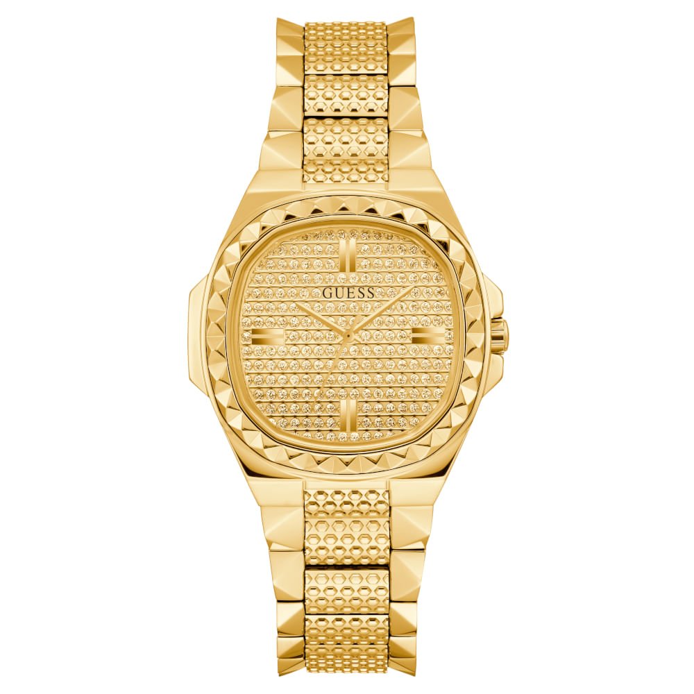 Relógio Guess Feminino Spikes Cristais Dourado