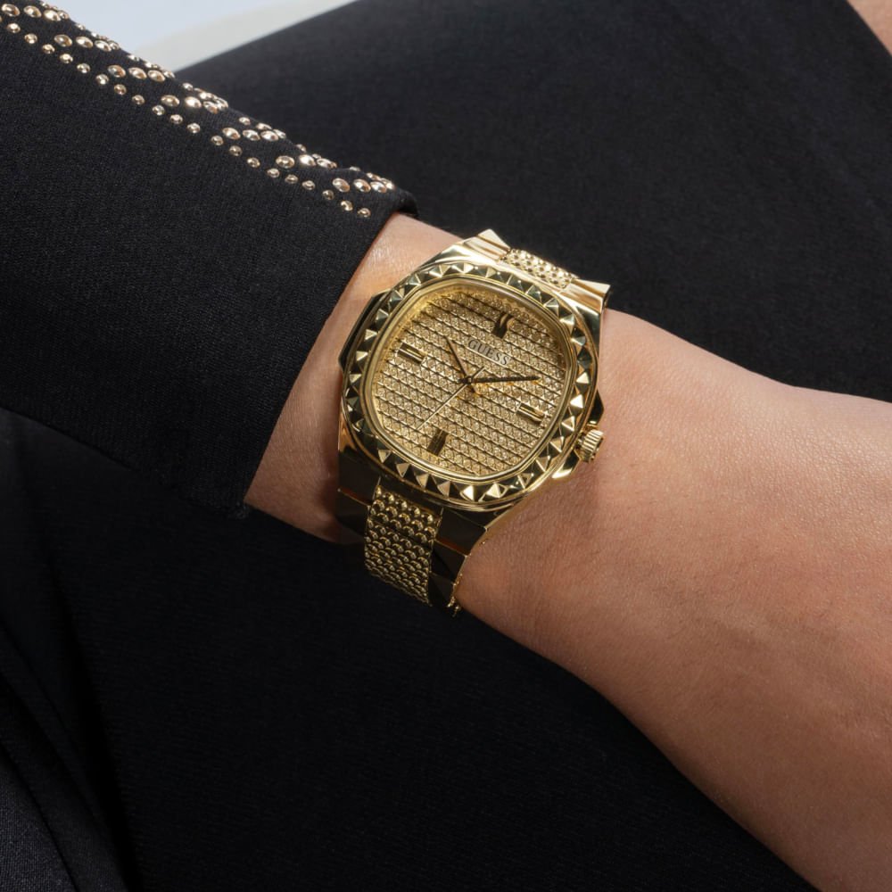 Relógio Guess Feminino Spikes Cristais Dourado Dourado 3