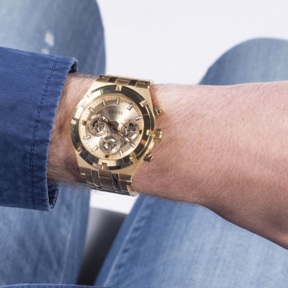 Relógio Guess Masculino Multifunção Dourado Dourado 3