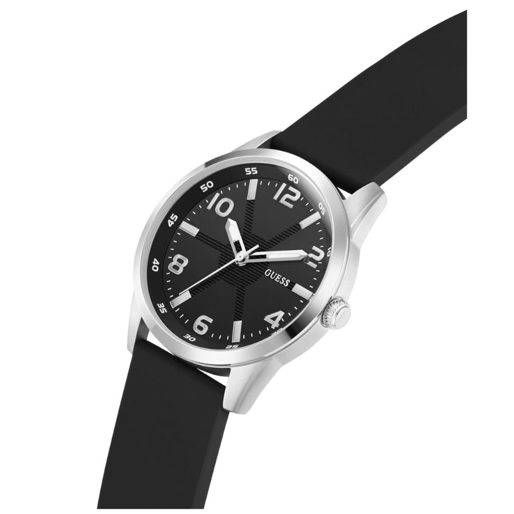 Relógio Guess Masculino Detalhe Pneu Silicone Prata Prata 2