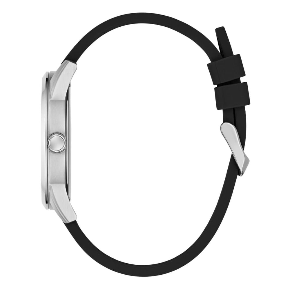 Relógio Guess Masculino Detalhe Pneu Silicone Prata Prata 4