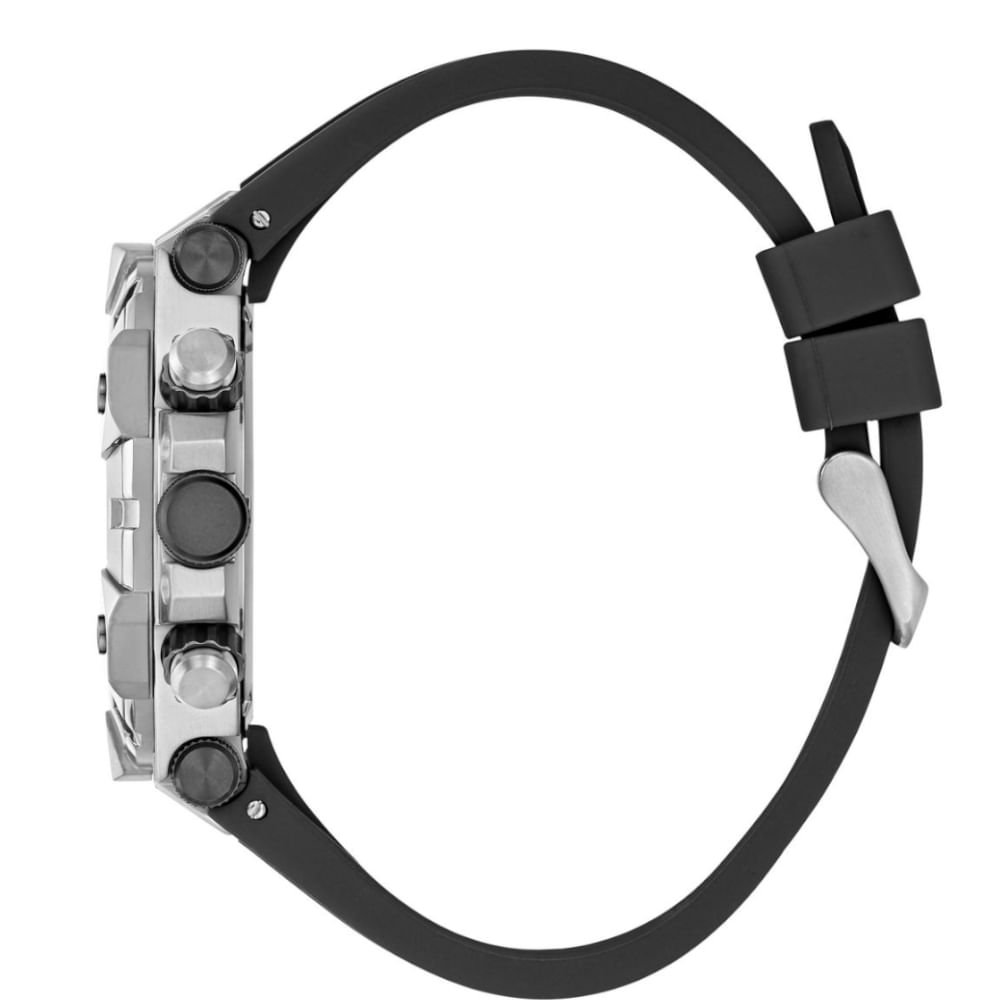 Relógio Guess Masculino Multifunção Silicone Prata Prata 4