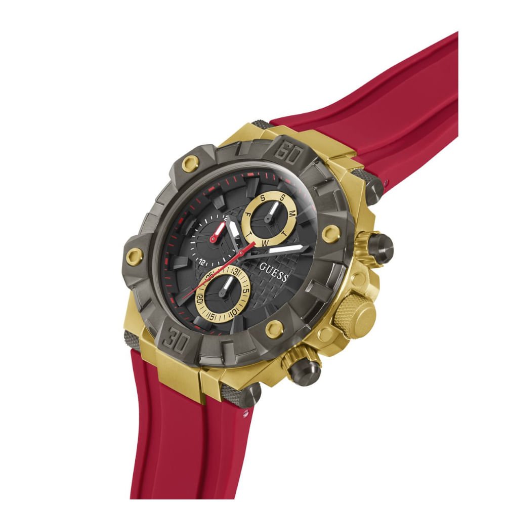 Relógio Guess Masculino Multifunção Silicone Preto e Dourado Dourado 2