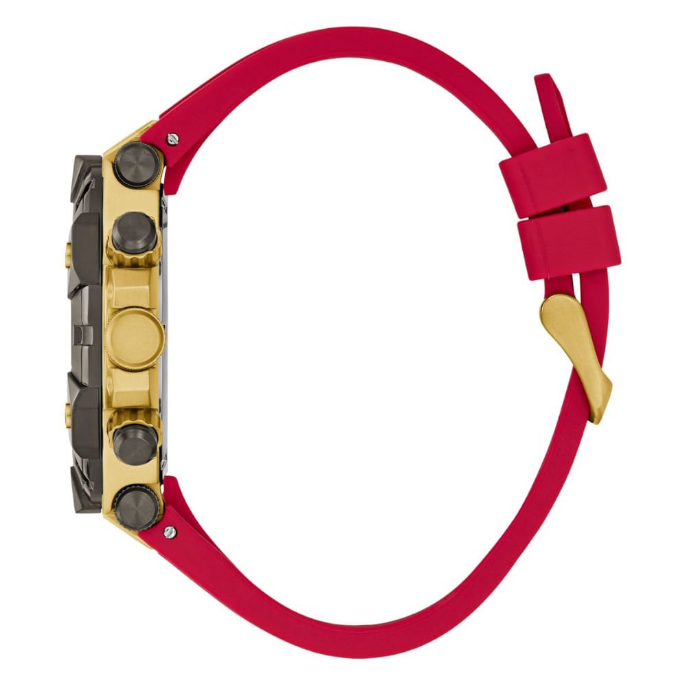 Relógio Guess Masculino Multifunção Silicone Preto e Dourado Dourado 4