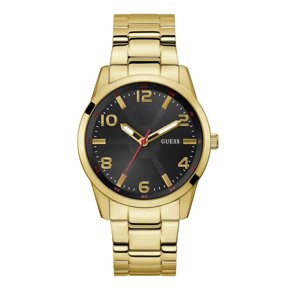 Relógio Guess Masculino Detalhe Pneu Dourado