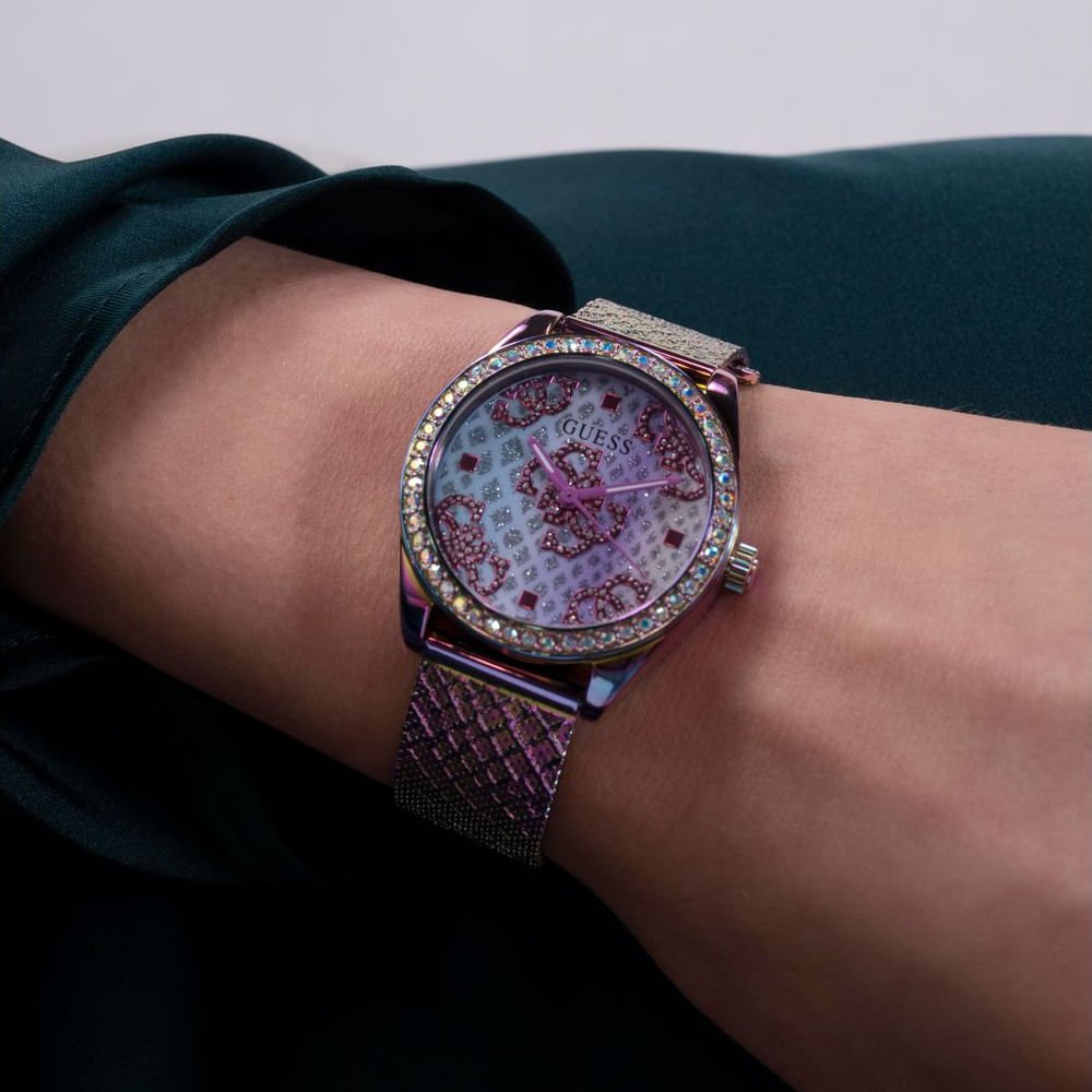 Relógio Guess Feminino Cristais Roxo Roxo 3
