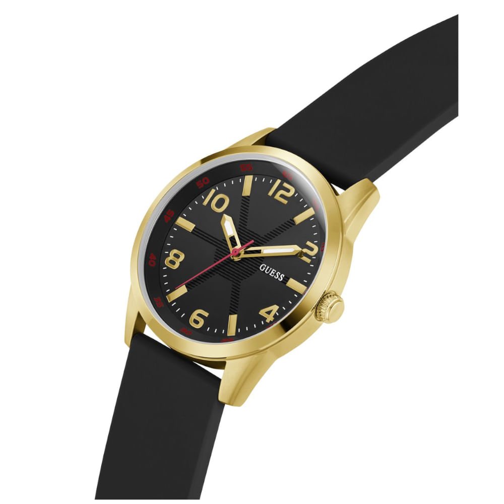 Relógio Guess Masculino Detalhe Pneu Silicone Dourado Dourado 2