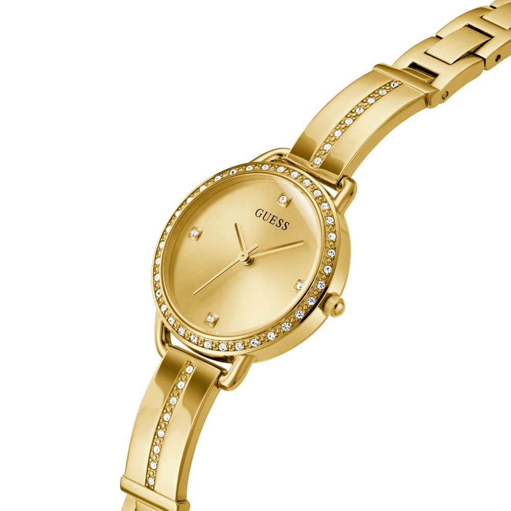 Relógio Guess Feminino Cristais Dourado Dourado 2