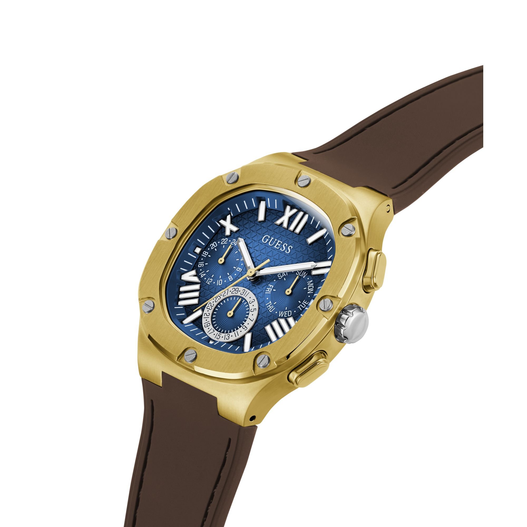 Relógio Guess Masculino Quadrado Multifunção Dourado Dourado 2