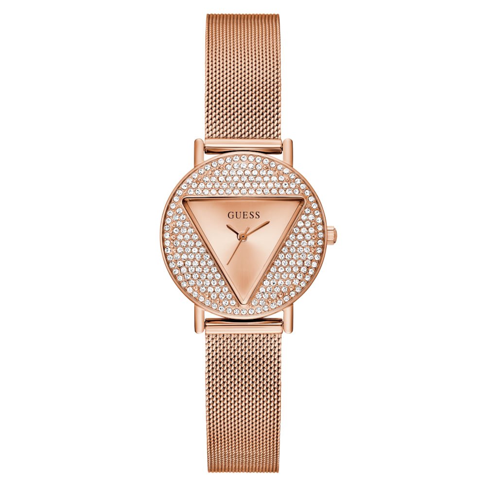 Relógio Guess Feminino Cristais Malha de Aço Rosé