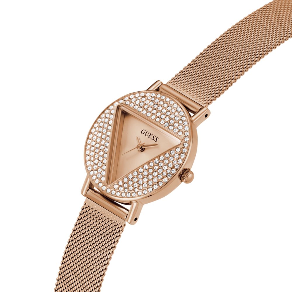 Relógio Guess Feminino Cristais Malha de Aço Rosé Dourado 2
