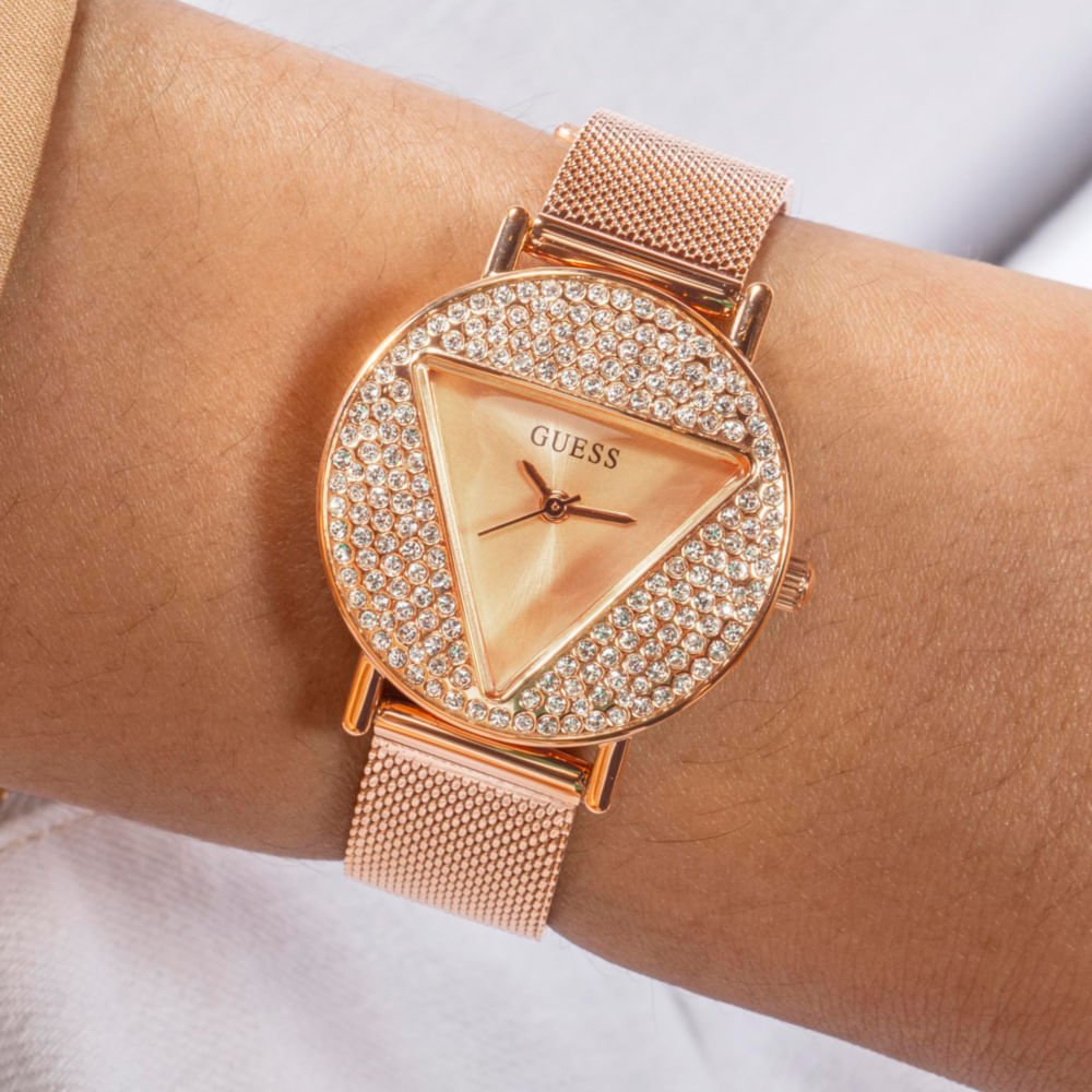 Relógio Guess Feminino Cristais Malha de Aço Rosé Dourado 3
