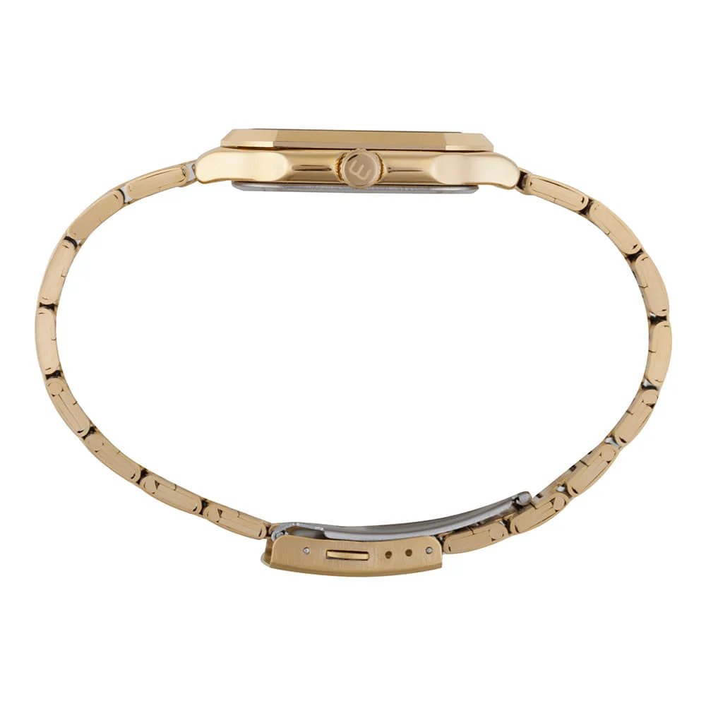 Relógio Masculino Quadrado Calendário Dourado Slim Dourado 3