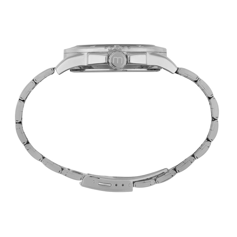 Relógio Masculino Caixa Robusta Calendário Aço Prata 3