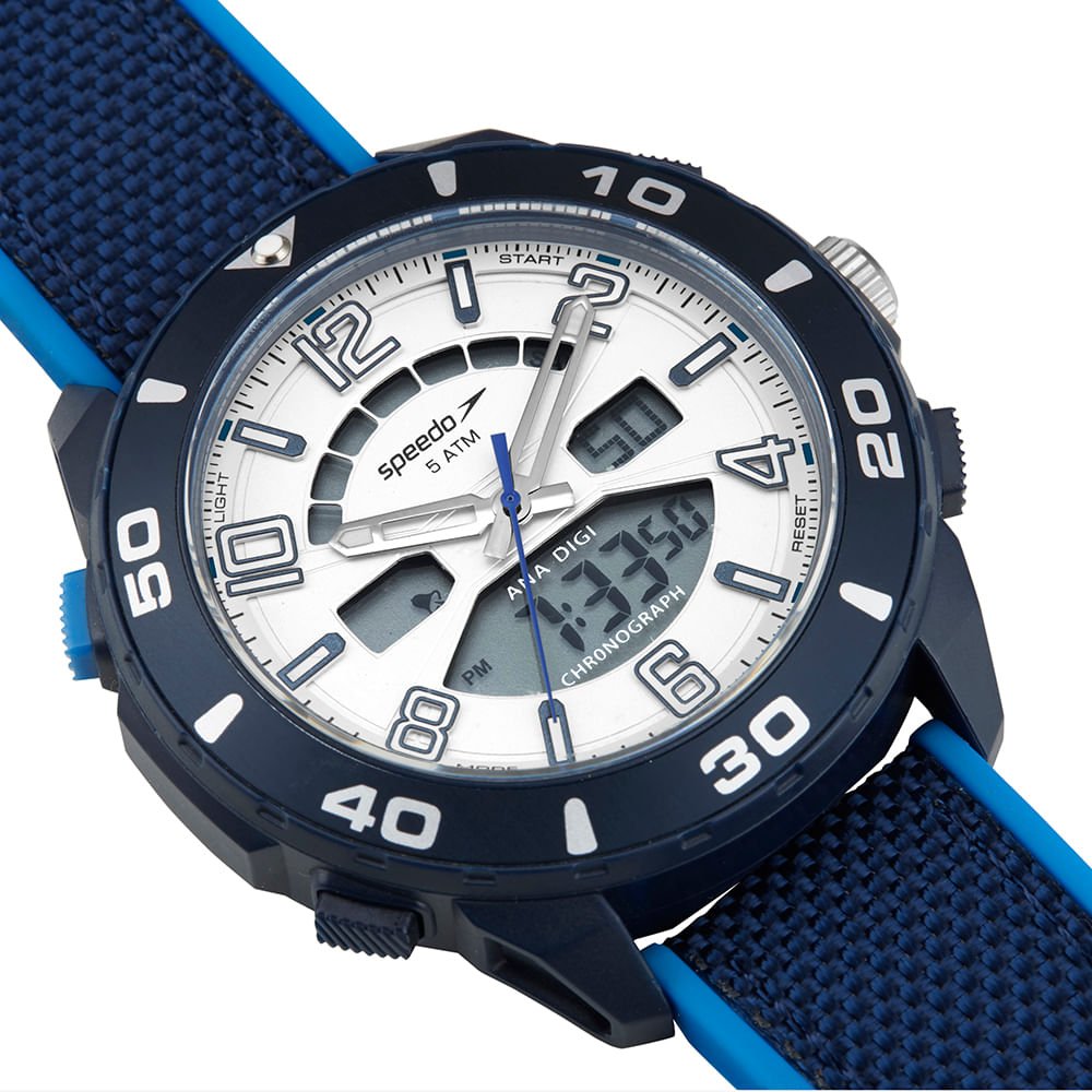 Relógio Masculino Speedo Anadigi Azul Completo Preto 2