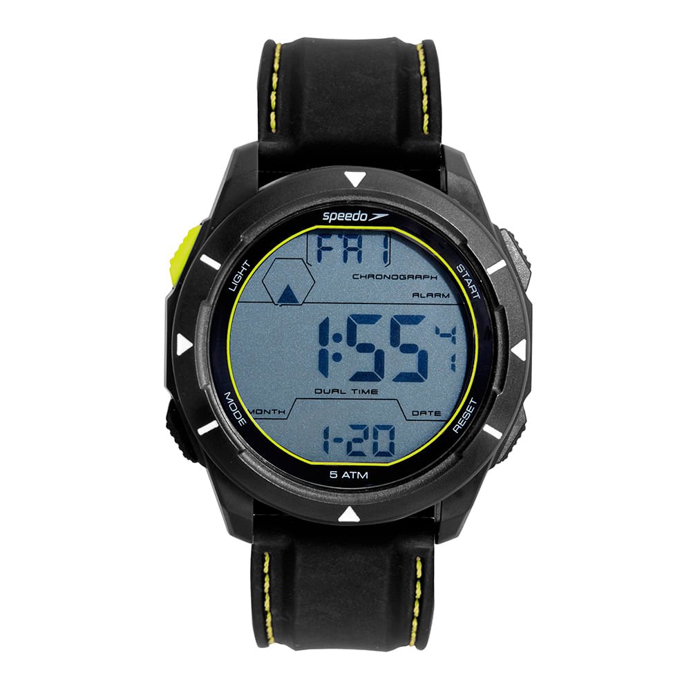 Relógio Masculino Speedo Preto Pulseira Silicone Anadigi