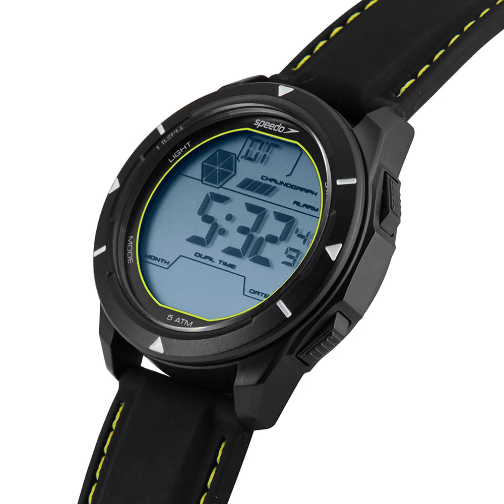 Relógio Masculino Speedo Preto Pulseira Silicone Anadigi Preto 2