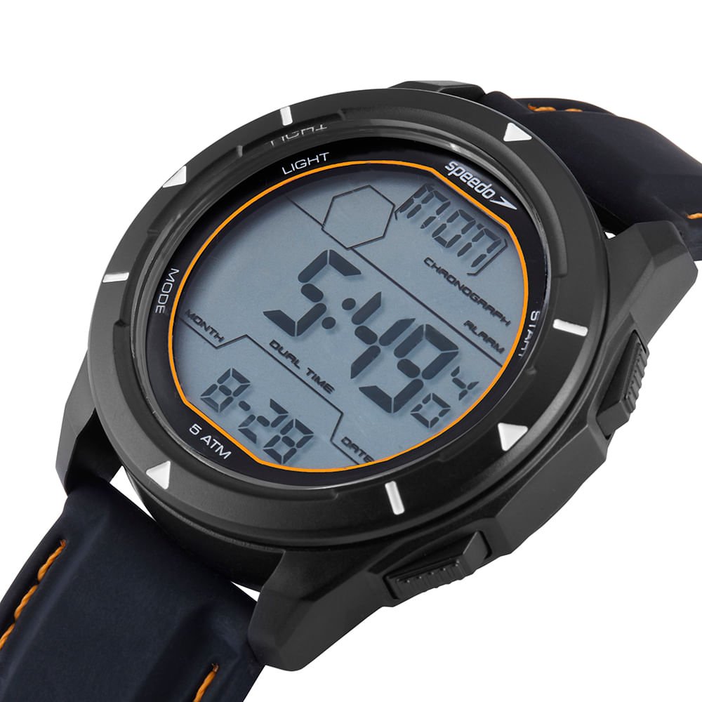 Relógio Masculino Speedo Anadigi Preto Silicone Preto 3