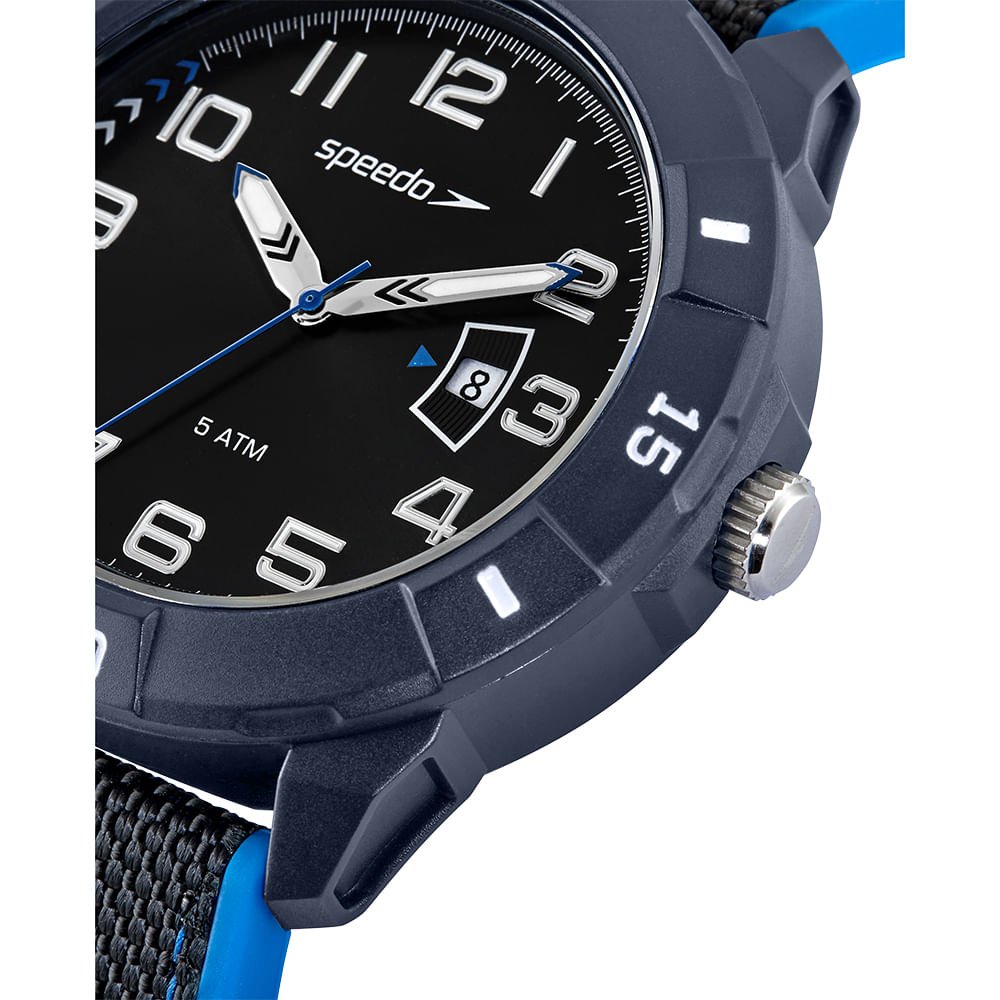Relógio Masculino Speedo Esportivo Preto e Azul Preto 2