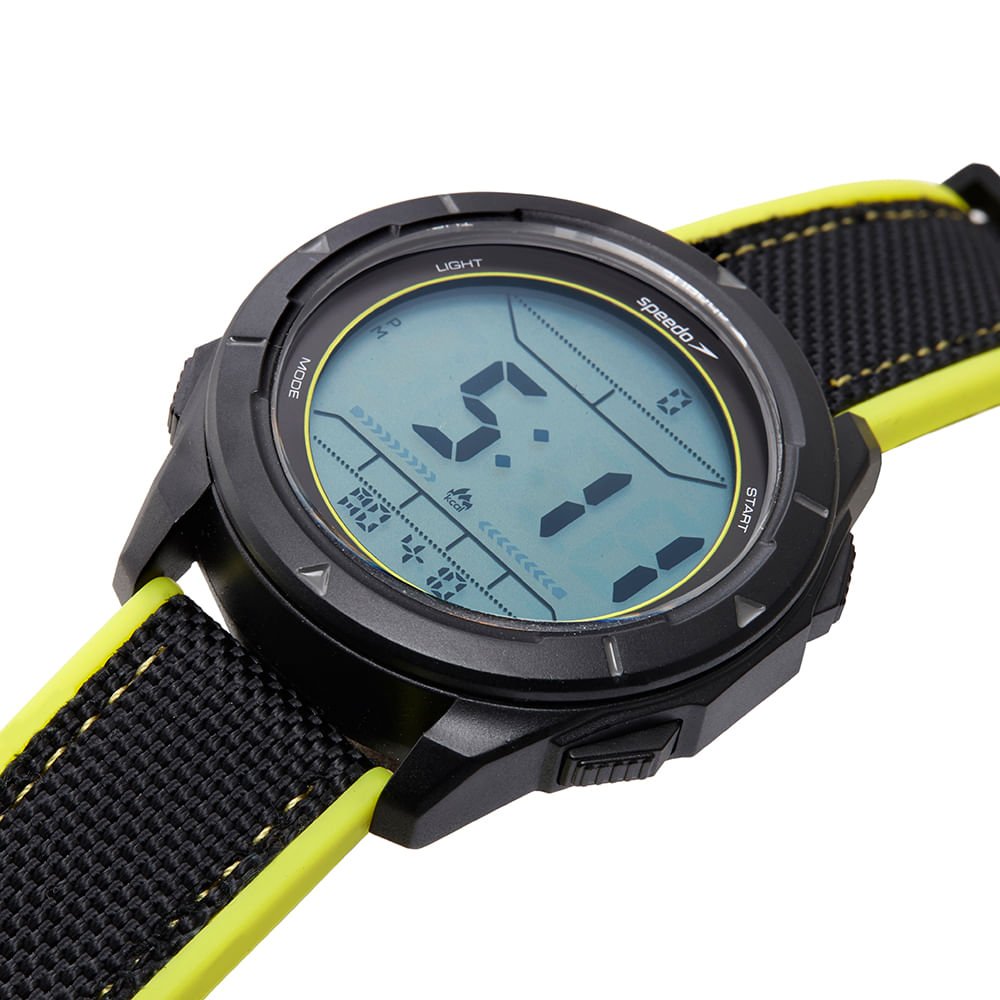 Relógio Masculino Speedo Pedômetro Preto Detalhes Amarelo Preto 2