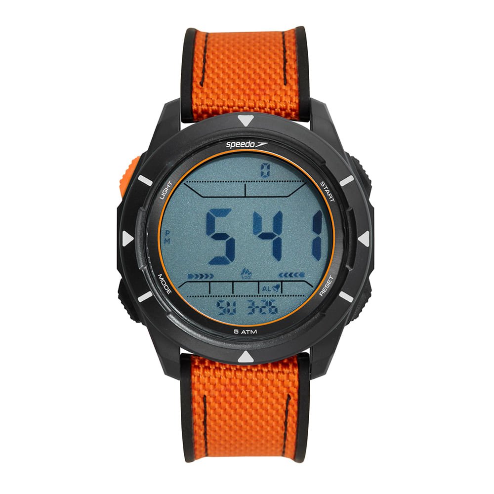 Relógio Masculino Speedo Pedômetro Laranja e Cinza
