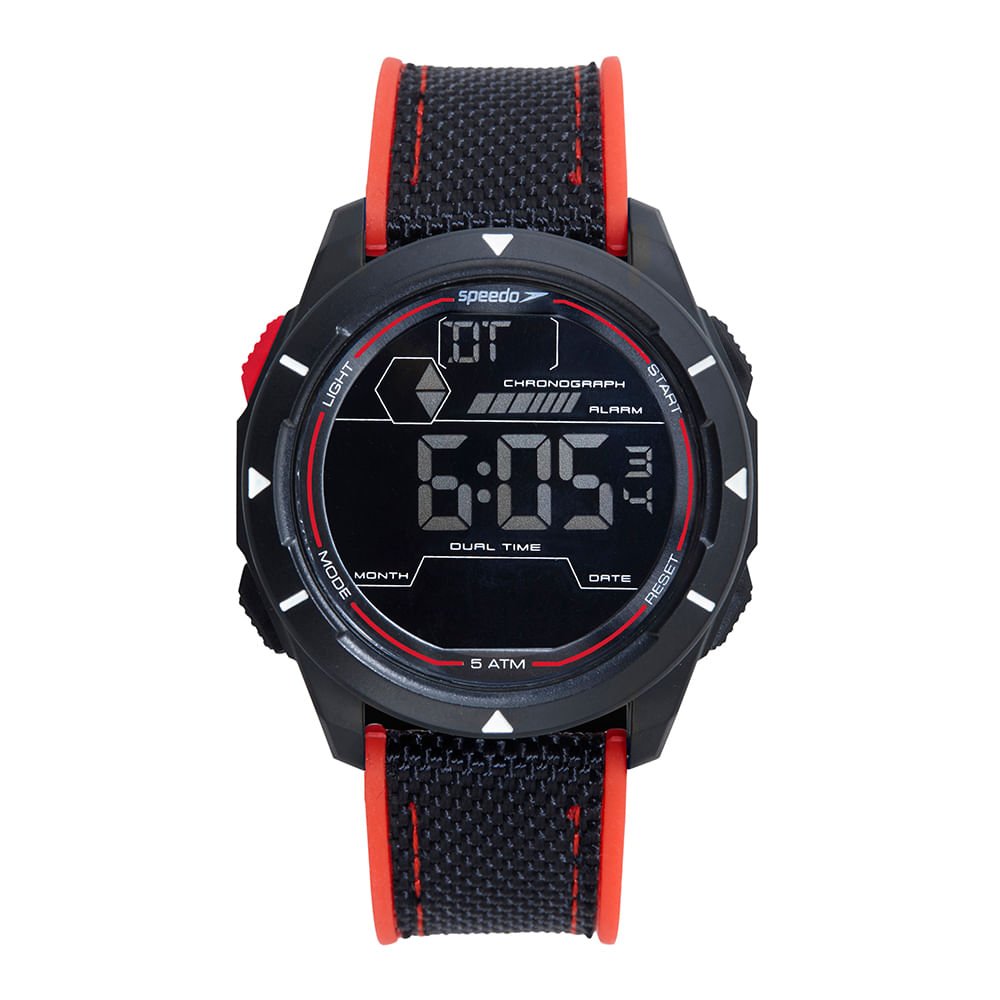 Relógio Masculino Speedo Anadigi Preto e Vermelho