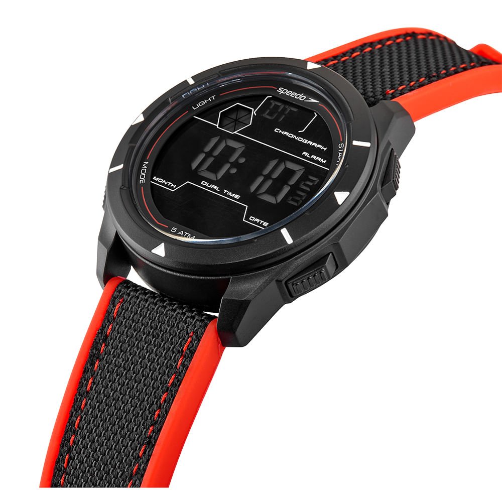Relógio Masculino Speedo Anadigi Preto e Vermelho Preto 2