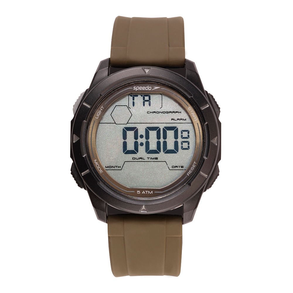 Relógio Masculino Speedo Marrom Anadigi Pulseira Silicone