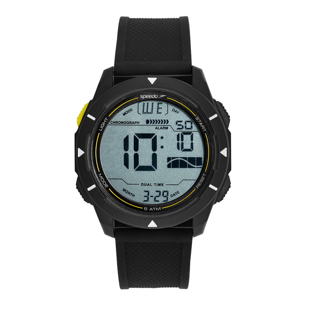 Relógio Masculino Preto Speedo Anadigi Pulseira Silicone