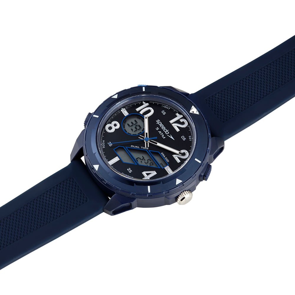 Relógio Masculino Speedo Anadigi Pulseira Silicone Azul 2