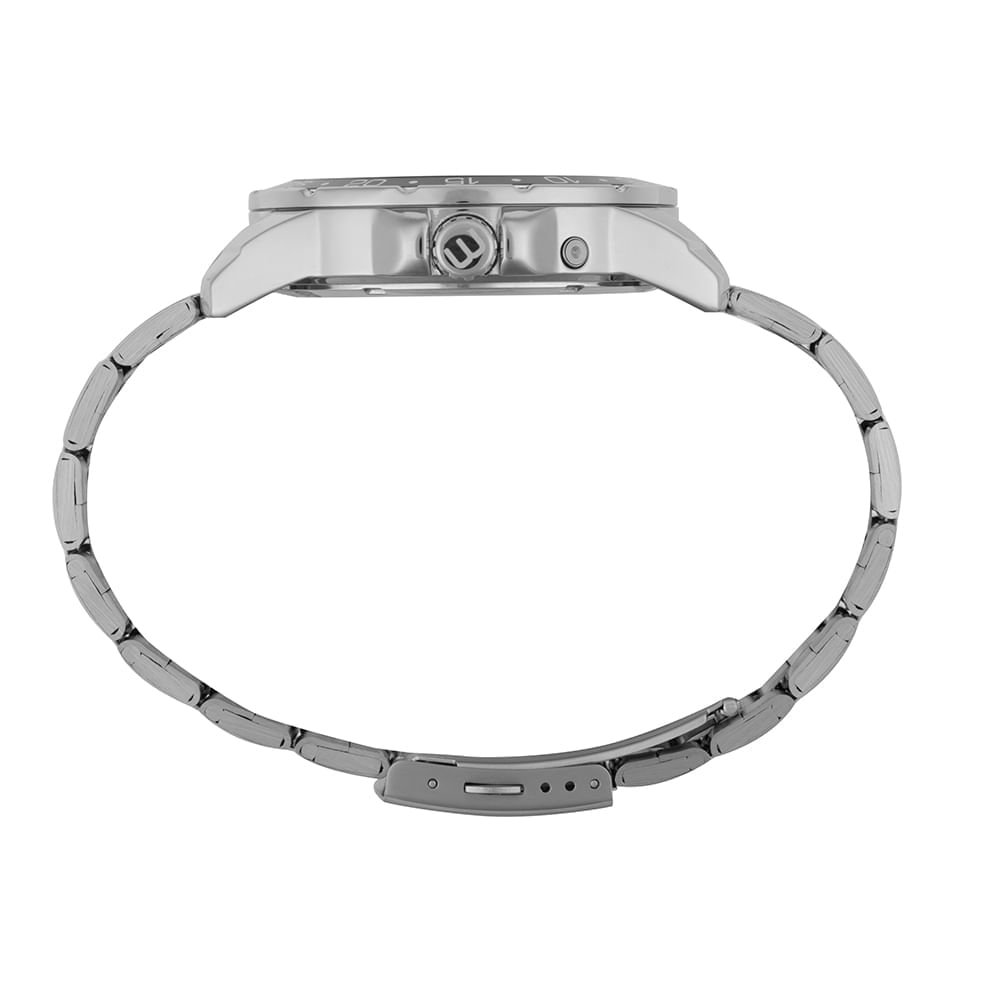 Relógio Masculino Prata Aço Anadigi Dia da Semana Prata 3