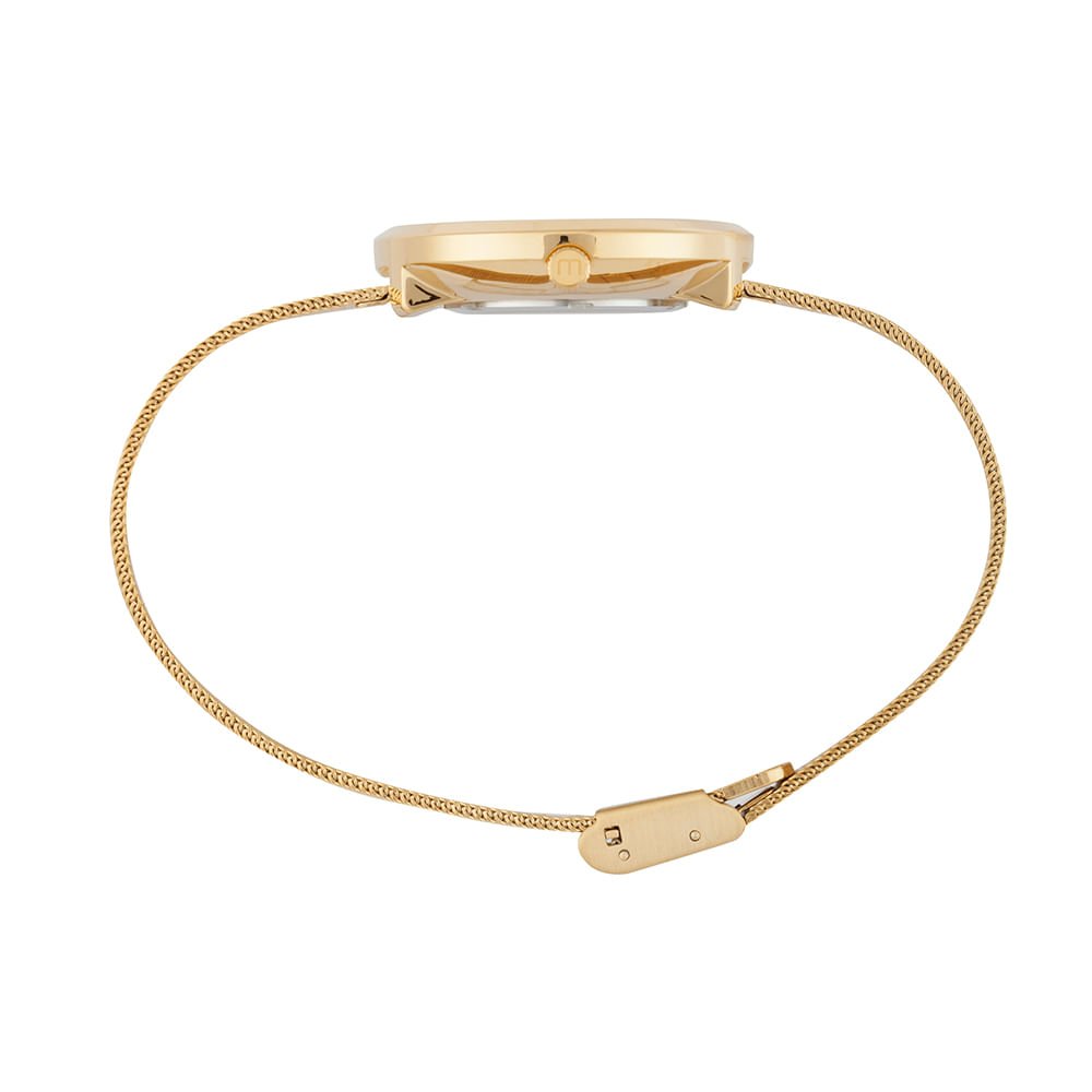 Relógio Feminino Dourado Malha de Aço Dourado 2