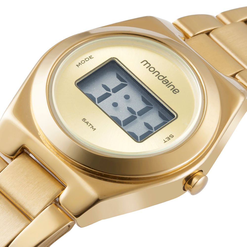 Relógio Feminino Digital Aço Dourado Minimalista Dourado 2