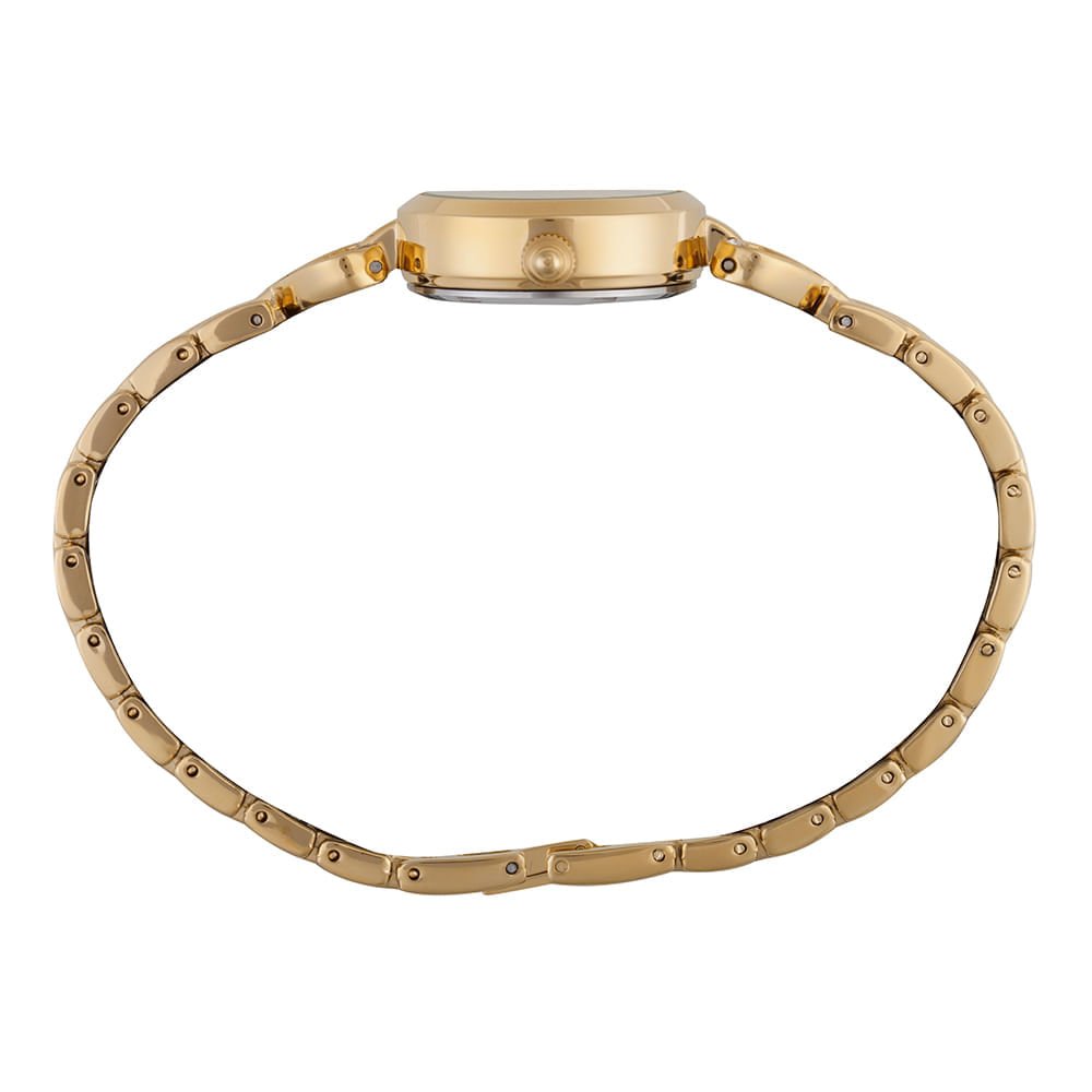Relógio Feminino Dourado Pulseira Coração Clássico Dourado 3