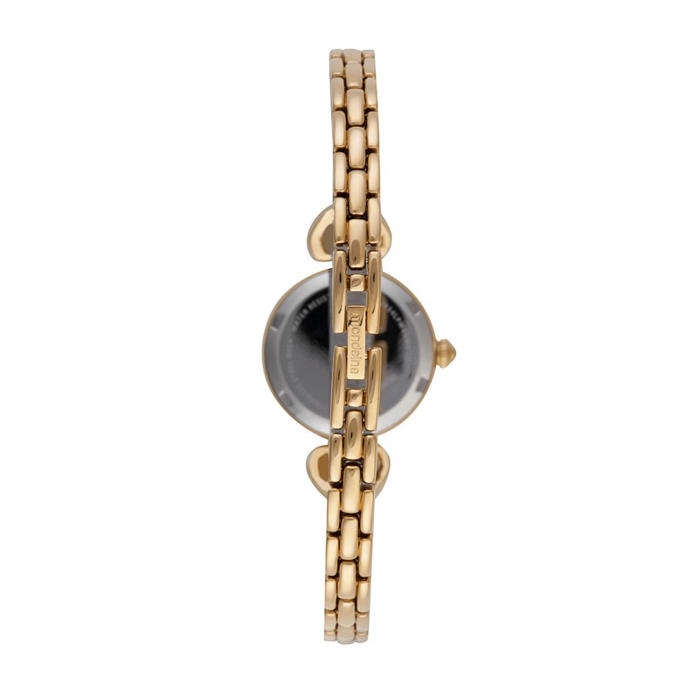 Relógio Feminino Dourado Pulseira Coração Clássico Dourado 4