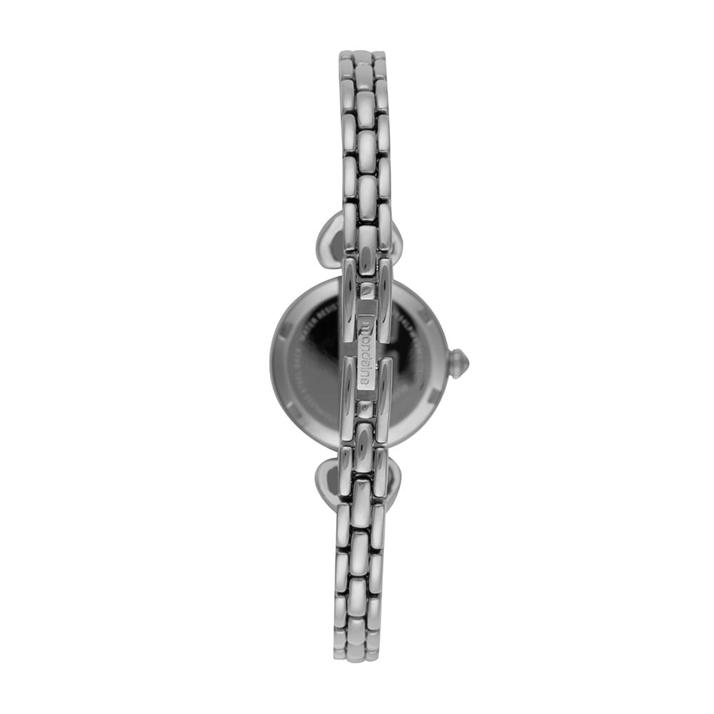 Relógio Feminino Prata Pulseira Coração Clássico Prata 4